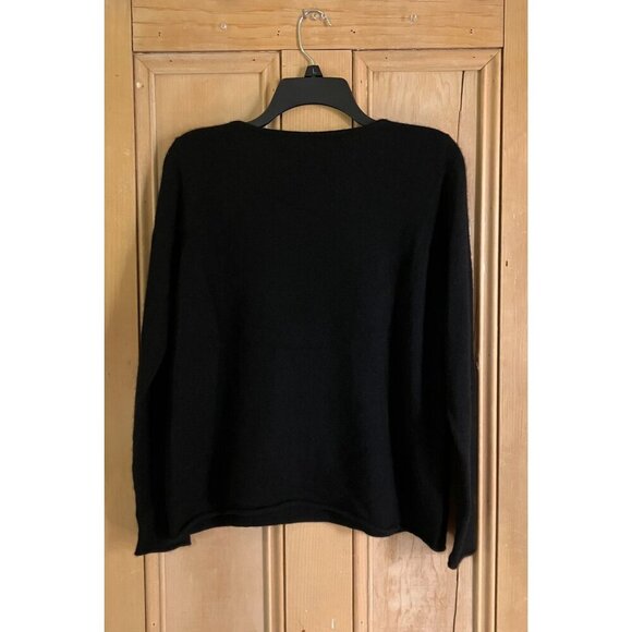 Quotation Womens 100% Cashmere Coraline Blue Key Sweater Size Large Black SP EXC - Picture 9 of 11